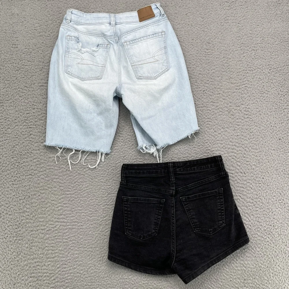Denim Jean Shorts Lot 2‎ Women's 25* Bermuda High Preppy Y2K 90's Retro Academia